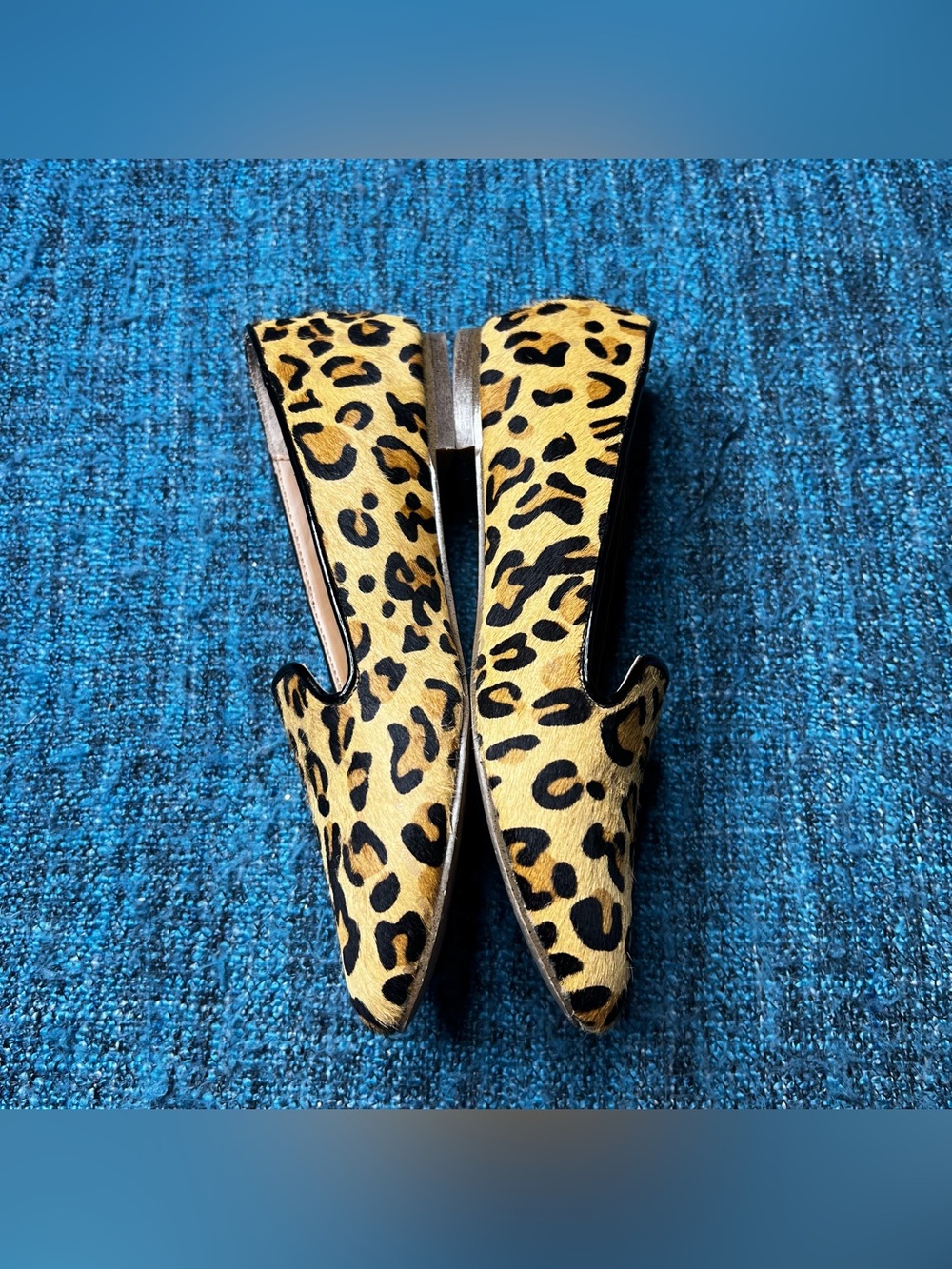 J.Crew Leopard Print Calf Hair Leather Flats Tan Black Women's 6.5 Style E1341 - Picture 6 of 10